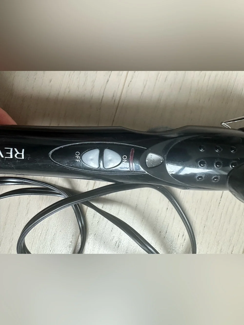 Silver Barrel Curling Iron with Black Handle